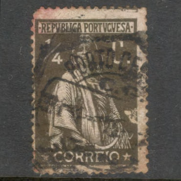 Portugal 1912 1/4 Centavo Brownish Olive Ceres Chalk-surfaced Paper Stamp - Perfin: 15.0x14.0