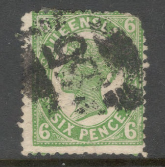 Queensland 1907 - 1910 6d Six Pence Green Queen Victoria Stamp