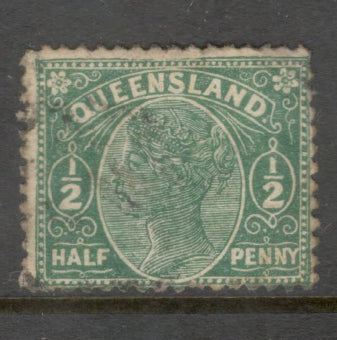 Queensland 1895 - 1896 1/2d 1/2 Penny Green Queen Victoria Stamp