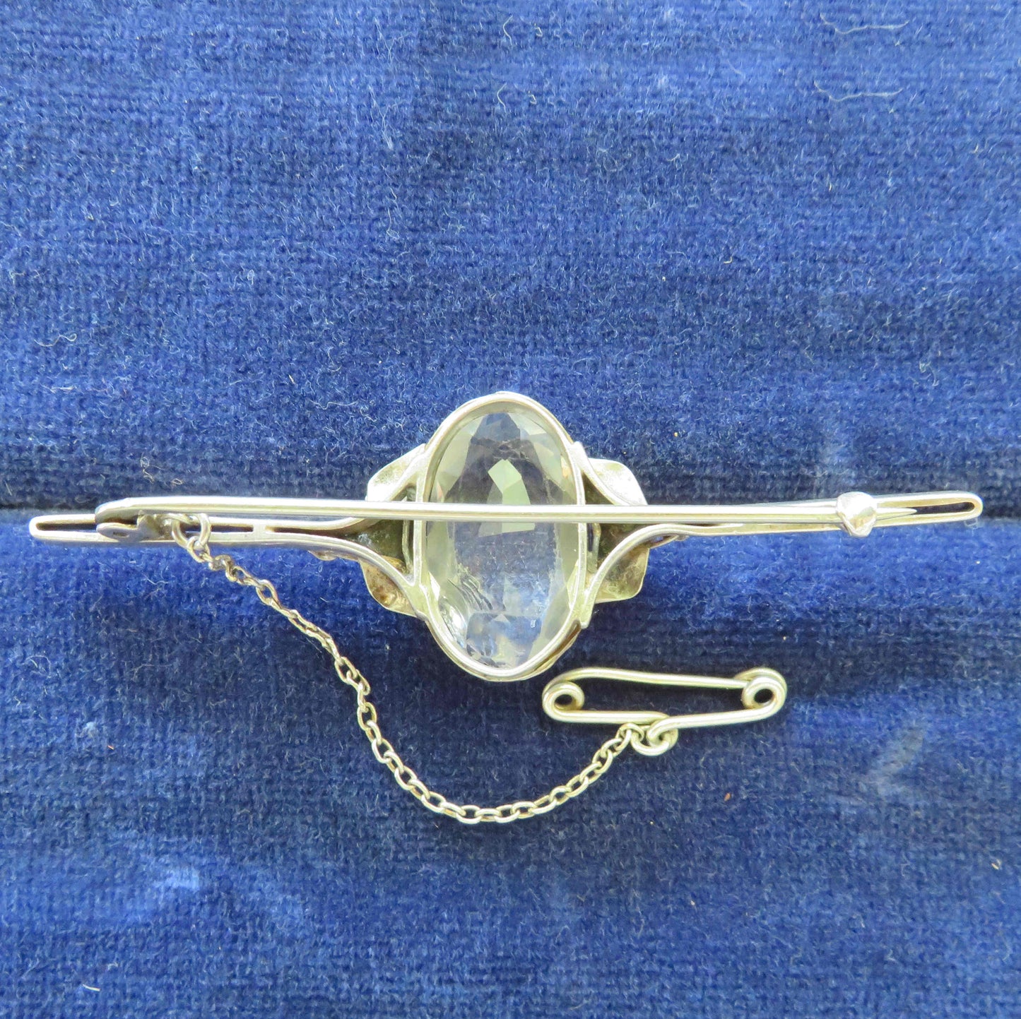 Rhoda Wager Attributed Silver Arts & Crafts Brooch Set With A Clear Stone