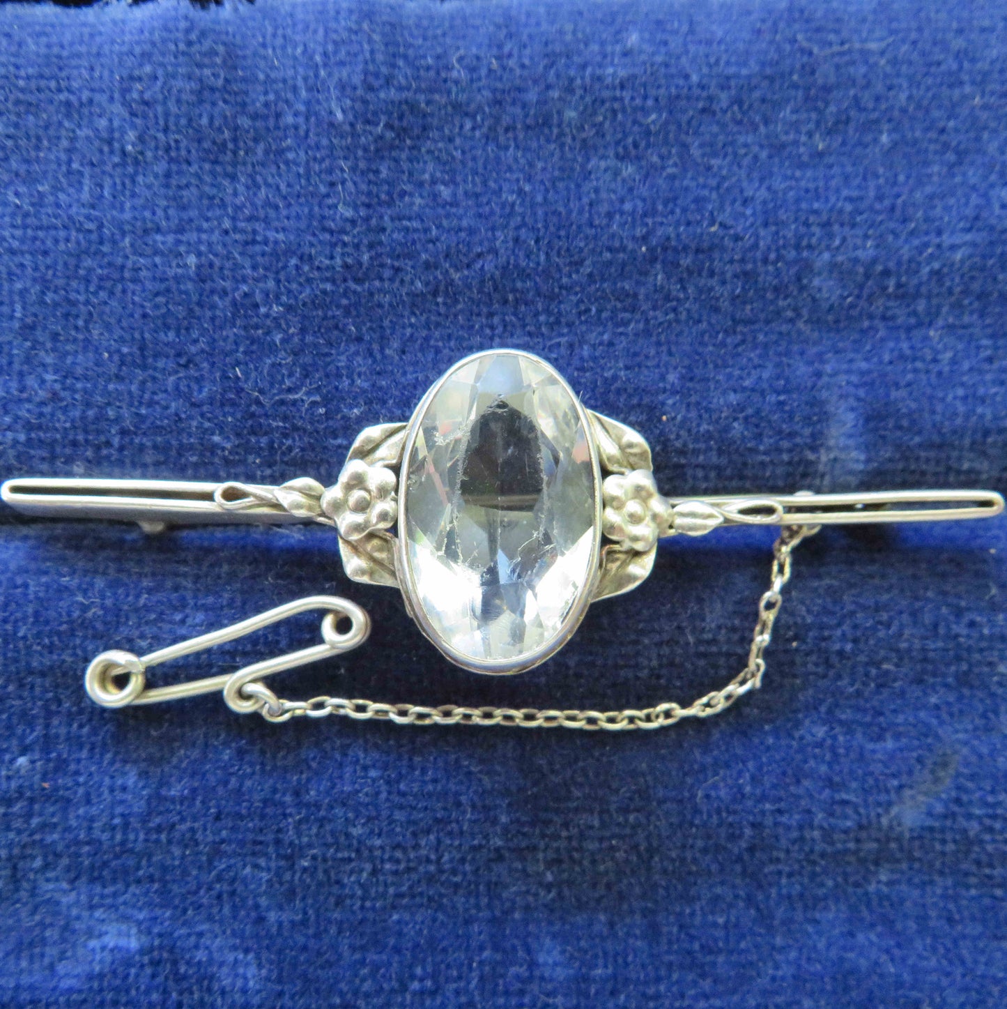 Rhoda Wager Attributed Silver Arts & Crafts Brooch Set With A Clear Stone