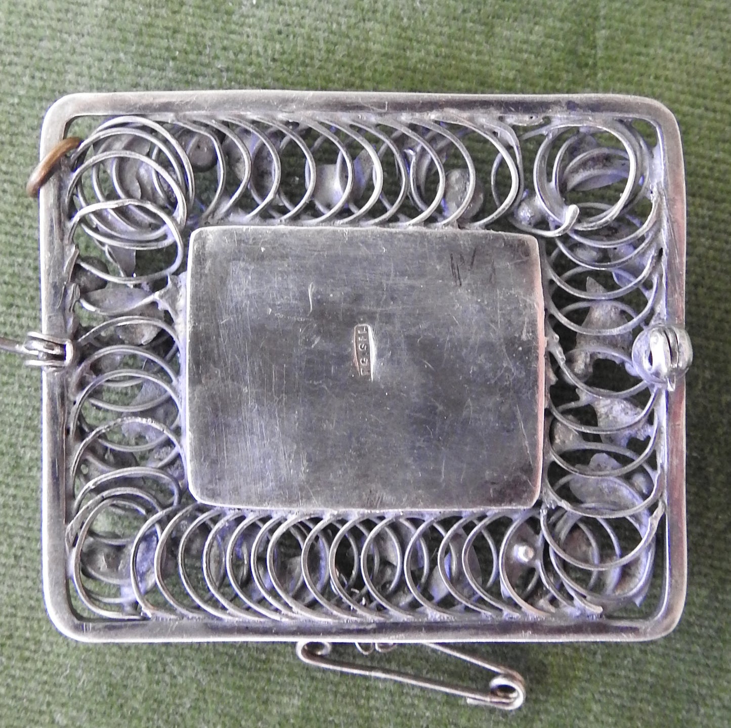 Rhoda Wager Attributed Arts & Crafts Silver Queensland Natural Chrysoprase Brooch With Gum Leaf Design