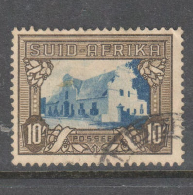 South Africa 1927 10/- 1s Brown Blue Local Motives Stamp - Perf: 14-13.5