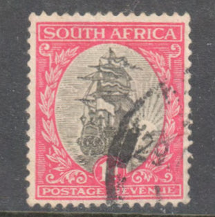 South Africa 1951 1d Reddish Purple Grey Black Definitive Issue - "SOUTH AFRICA" or "SUIDAFRIKA" Stamp - Perf: 15-14
