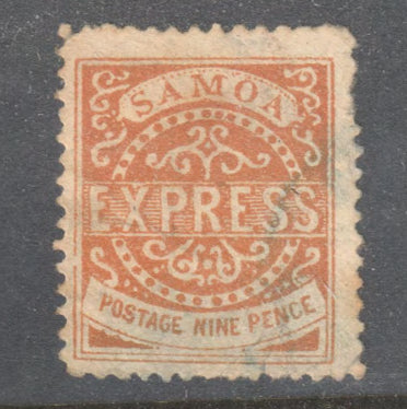 Samoa 1877 9d Nine Pence Orange Brown Express Stamp - Perf: 11.75-12.5