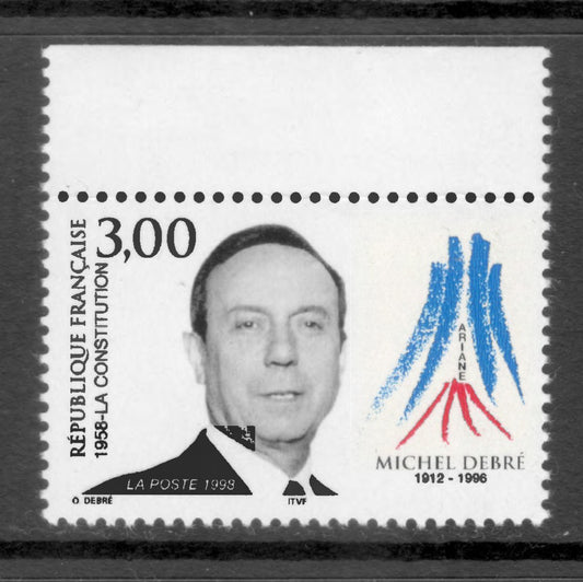 France 1998 3.00 Franc 30th Anniversary of the Constitution of the 5th Republic Multicoloured Stamp