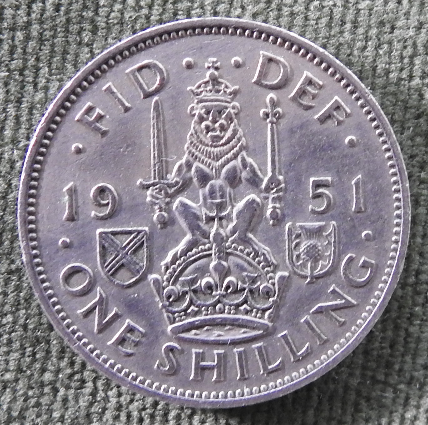 GB British UK Scottish 1951 1 Shilling King George VI Coin