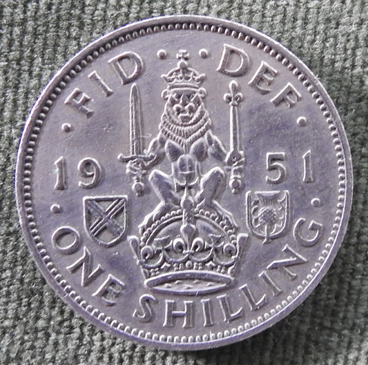 GB British UK Scottish 1951 1 Shilling King George VI Coin