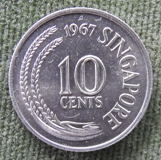Singapore 1967 10 Cent Coin Crowned Seahorse
