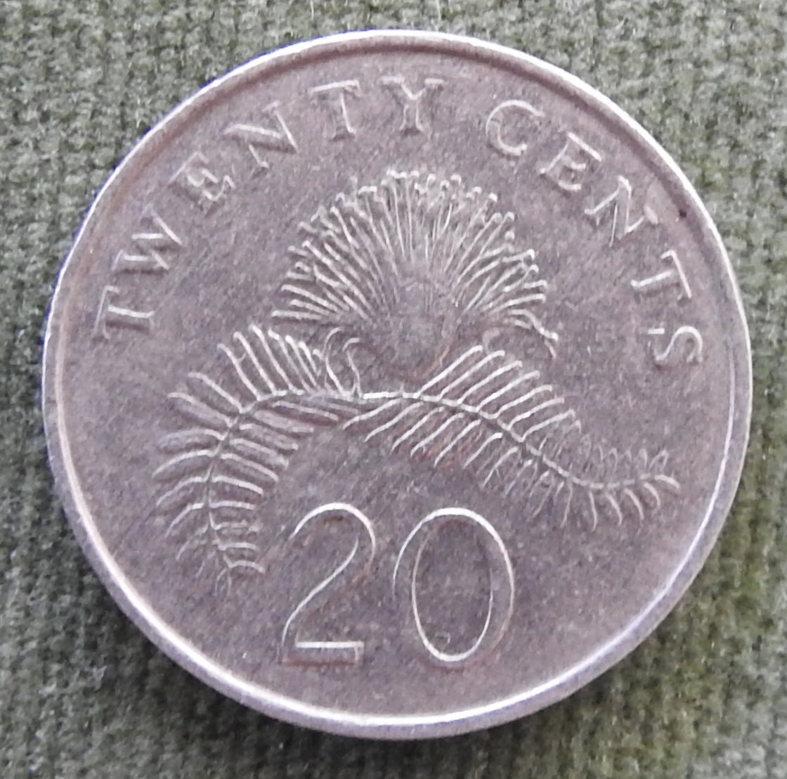 Singapore 1989 20 Cent Powder-Puff Plant Coin