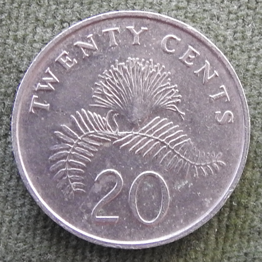 Singapore 1990 20 Cent Powder-Puff Plant Coin