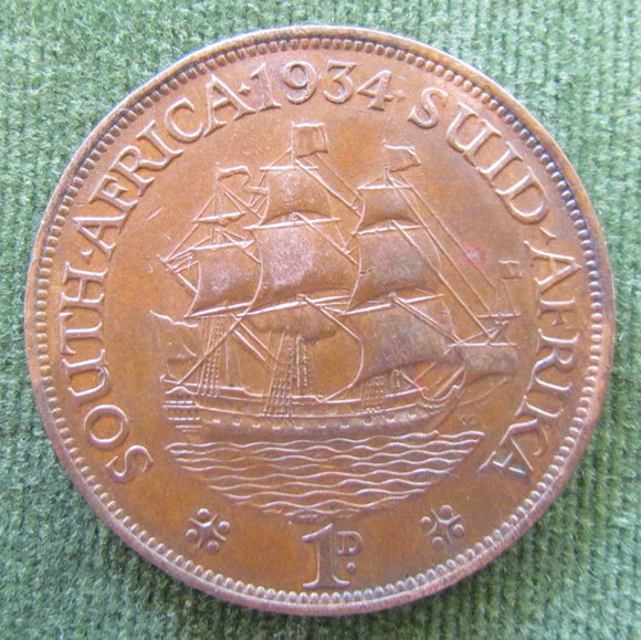 South Africa 1934 1 Penny Coin - Circulated