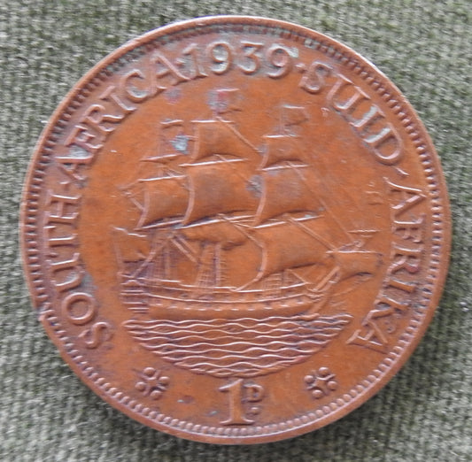 South Africa 1939 1 Penny Coin King George VI