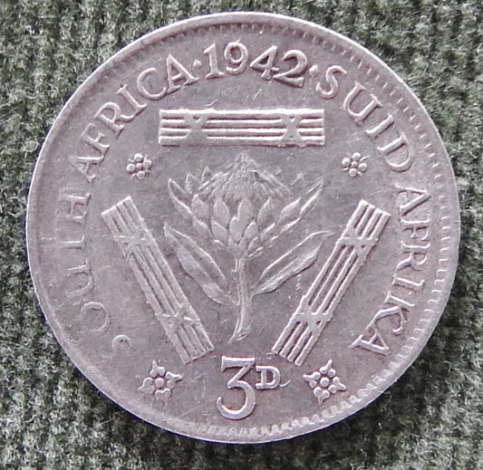 South Africa 1942 3d Three Pence Coin King George VI