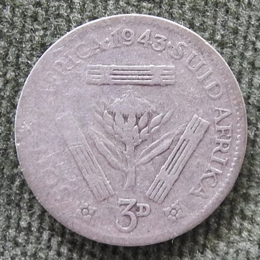 South Africa 1943 3d Three Pence Coin King George VI