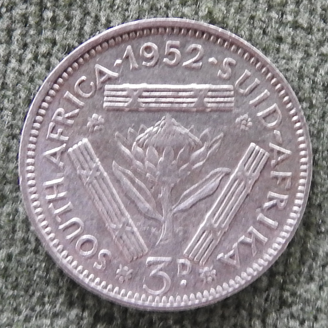 South Africa 1952 3 Pence Coin