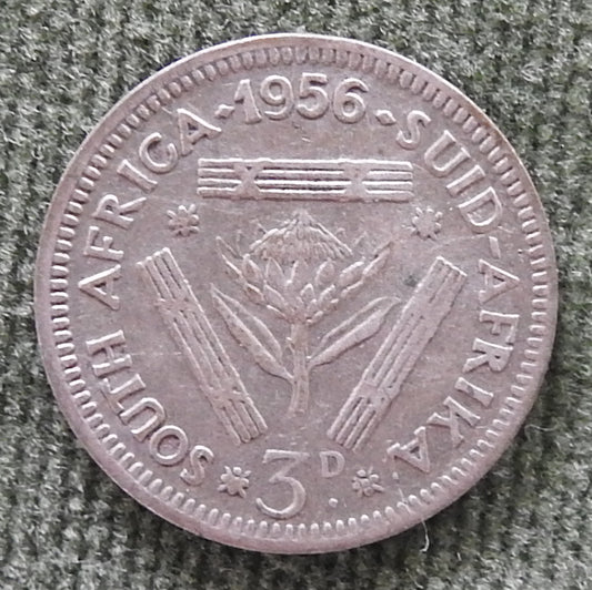 South Africa 1956 3d Three Pence Coin Queen Elizabeth II