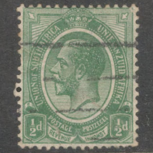 South Africa 1913 - 1922 1/2d Green King George V Stamp - Perf: 14.0