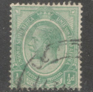 South Africa 1913 - 1922 1/2d Blueish Green King George V Stamp - Perf: 14.0