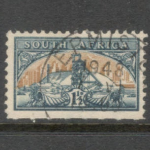 South Africa 1948 1 1/2d Multicoloured Local Motives Country name in English SOUTH AFRICA Stamp - Perf: 14.0