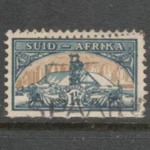 South Africa 1948 1 1/2d Multicoloured Local Motives Country name in Africans SUID-AFRIKA Stamp - Perf: 14.0