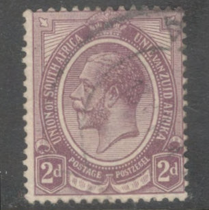 South Africa 1913 - 1922 2d Purple King George V Stamp - Perf: 14.0
