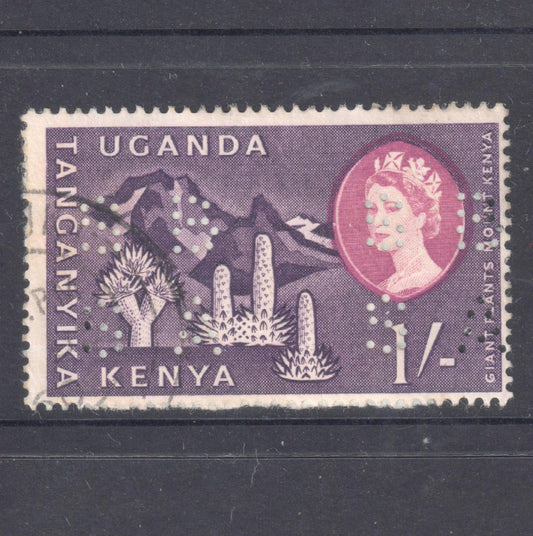 Kenya, Uganda and Tanganyika 1960 Flowers, Animals and Local Motives Stamp - Perfin:14