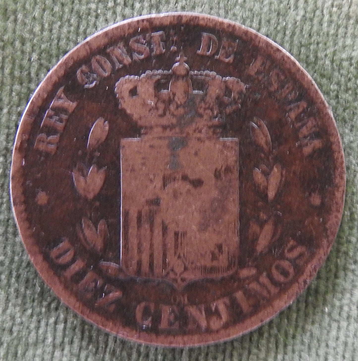 Spanish 1879 10 Centimos Coin Alfonso XII