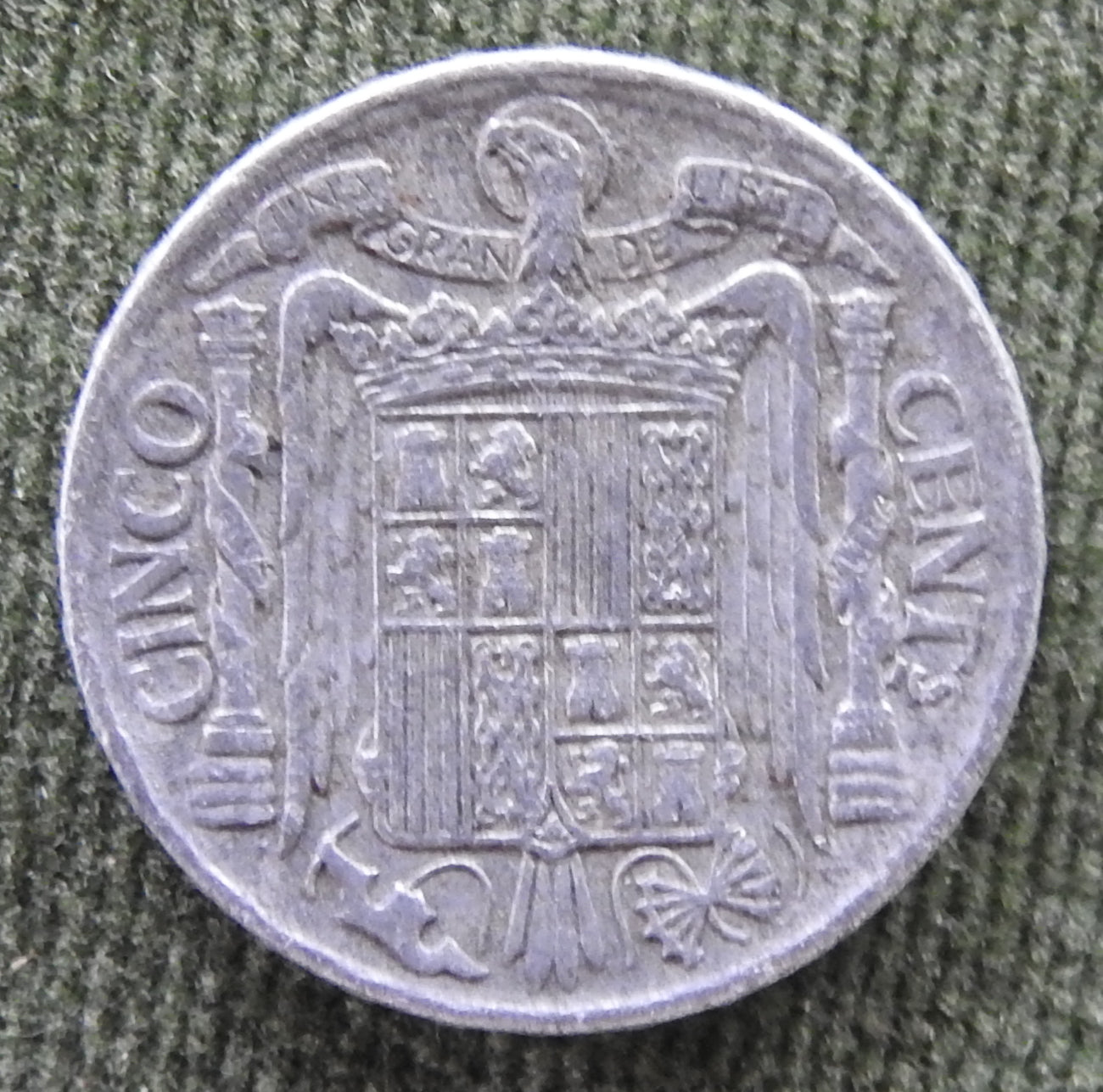 Spanish 1941 5 Centimos Coin Iberian Rider
