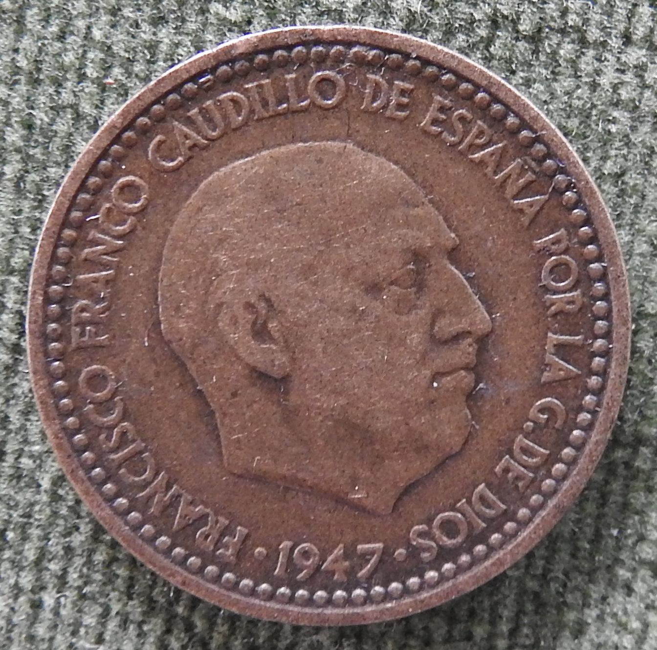 Spanish 1947 1 Peseta Coin - Circulated