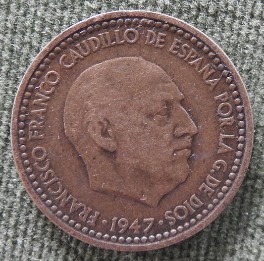 Spanish 1947 1 Peseta Coin - Circulated