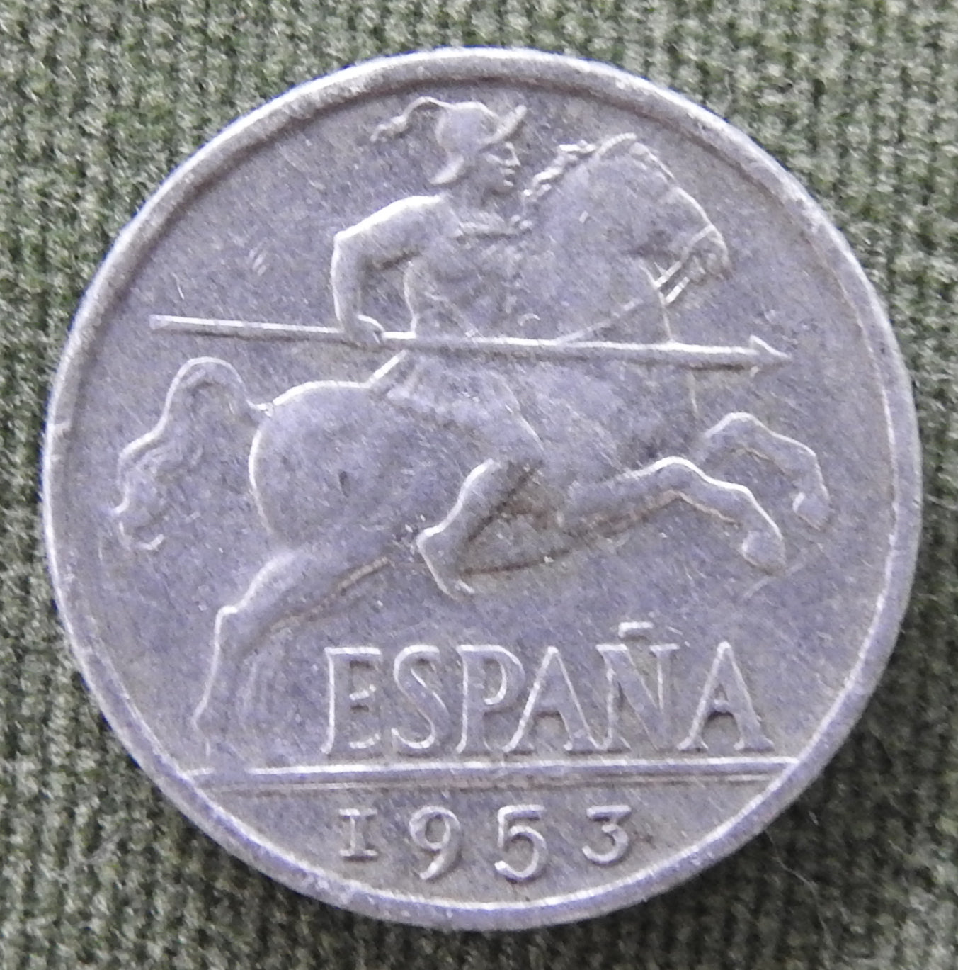 Spanish 1953 10 Centimos Coin Iberian Rider