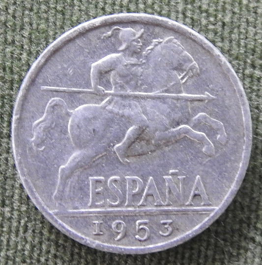 Spanish 1953 10 Centimos Coin Iberian Rider