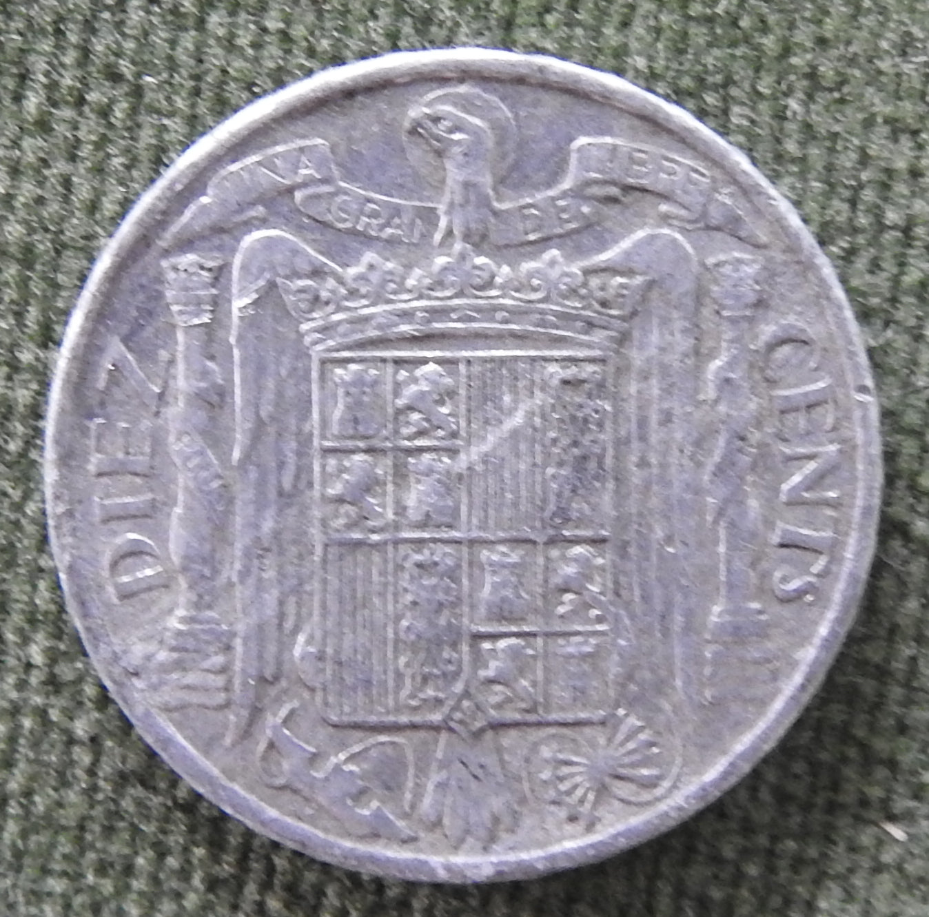 Spanish 1953 10 Centimos Coin Iberian Rider