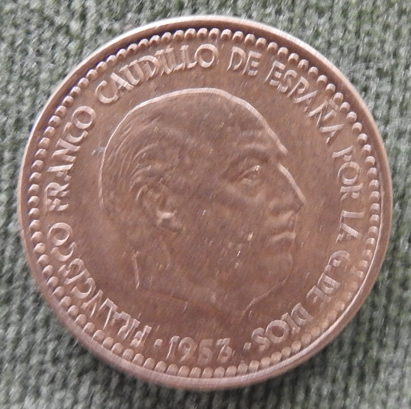 Spanish 1953 1 Peseta Coin Francisco Franco
