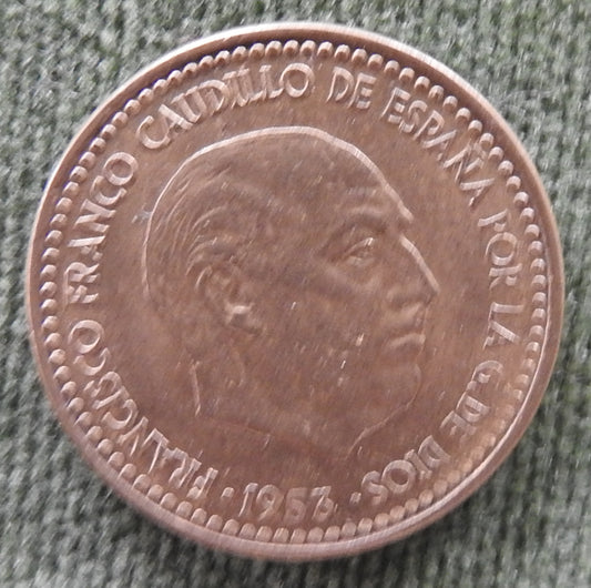 Spanish 1953 1 Peseta Coin Francisco Franco