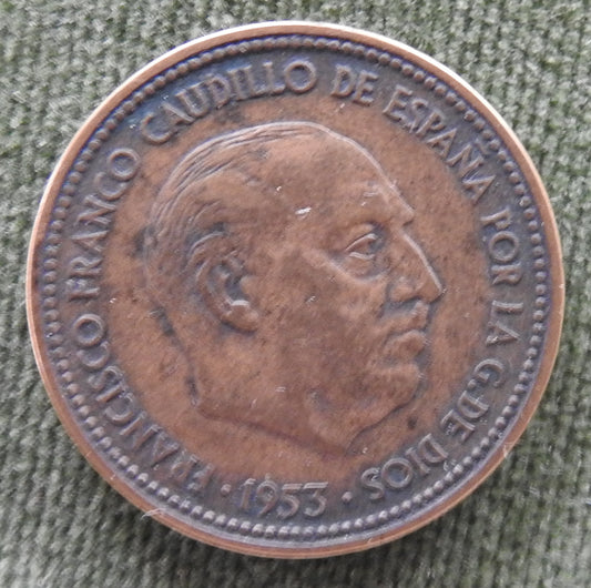 Spanish 1953 2.5 Pesetas Coin Francisco Franco