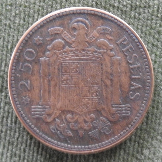 Spanish 1953 2.5 Pesetas Coin Francisco Franco