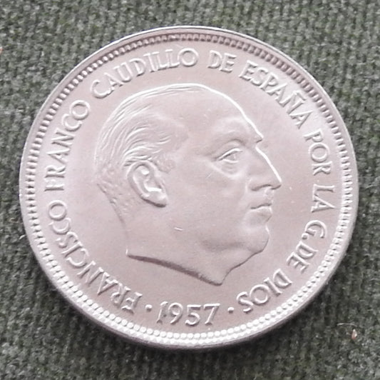 Spanish 1957 25 Pesetas Coin Francisco Franco