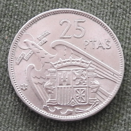 Spanish 1957 25 Pesetas Coin Francisco Franco