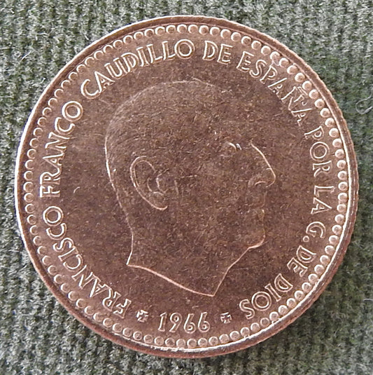 Spanish 1966 1 Peseta Coin