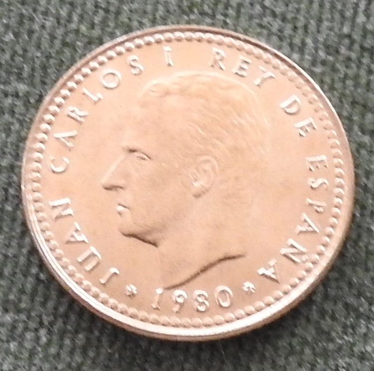 Spanish 1980 1 Pesetas Coin King Juan Carlos I