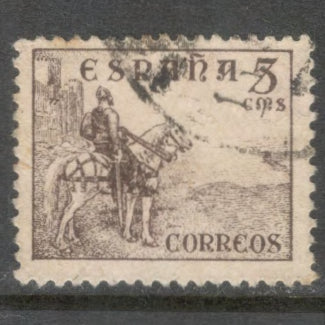 Spain 1936 - 1939 5 Centimos Brown Definitives Stamp - Perfin: 13.5