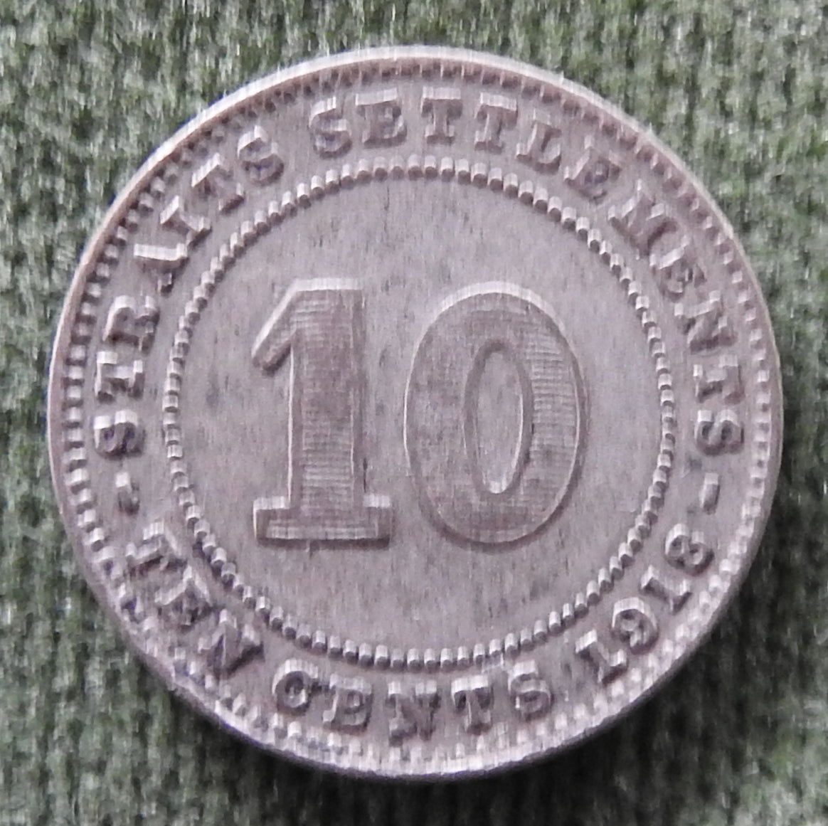 Straits Settlements 1918 Ten Cent King George V Coin