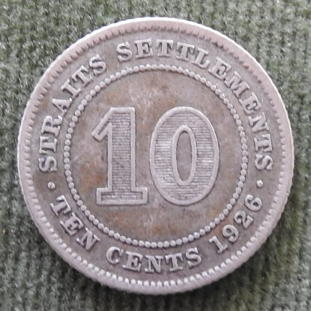 Straits Settlements 1926 Ten Cent King George V Coin - Circulated