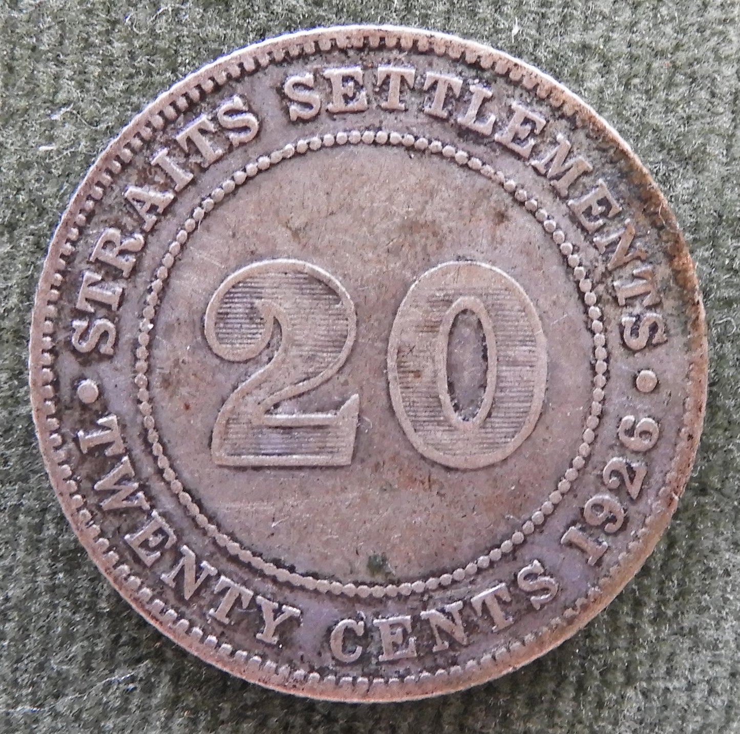 Straits Settlements 1926 Twenty Cent King George V Coin