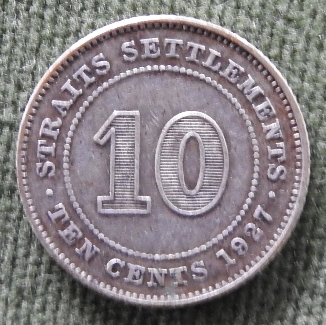 Straits Settlements 1927 Ten Cent King George V Coin