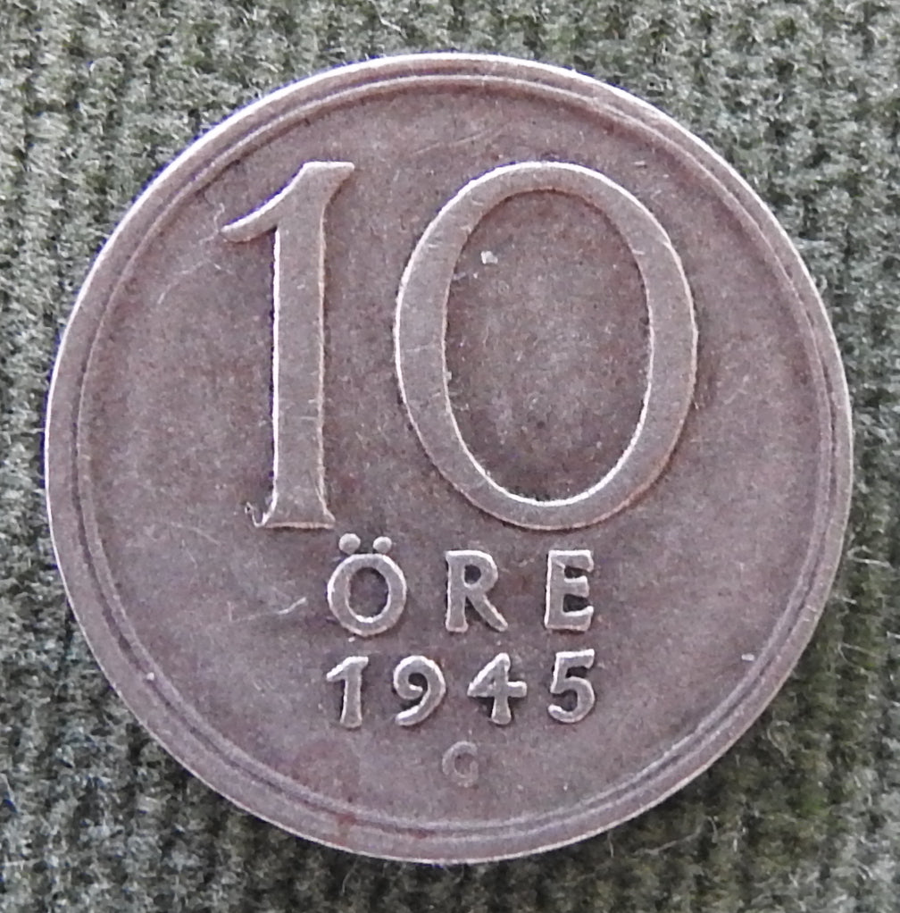 Sweden 1945 10 Ore Silver Coin