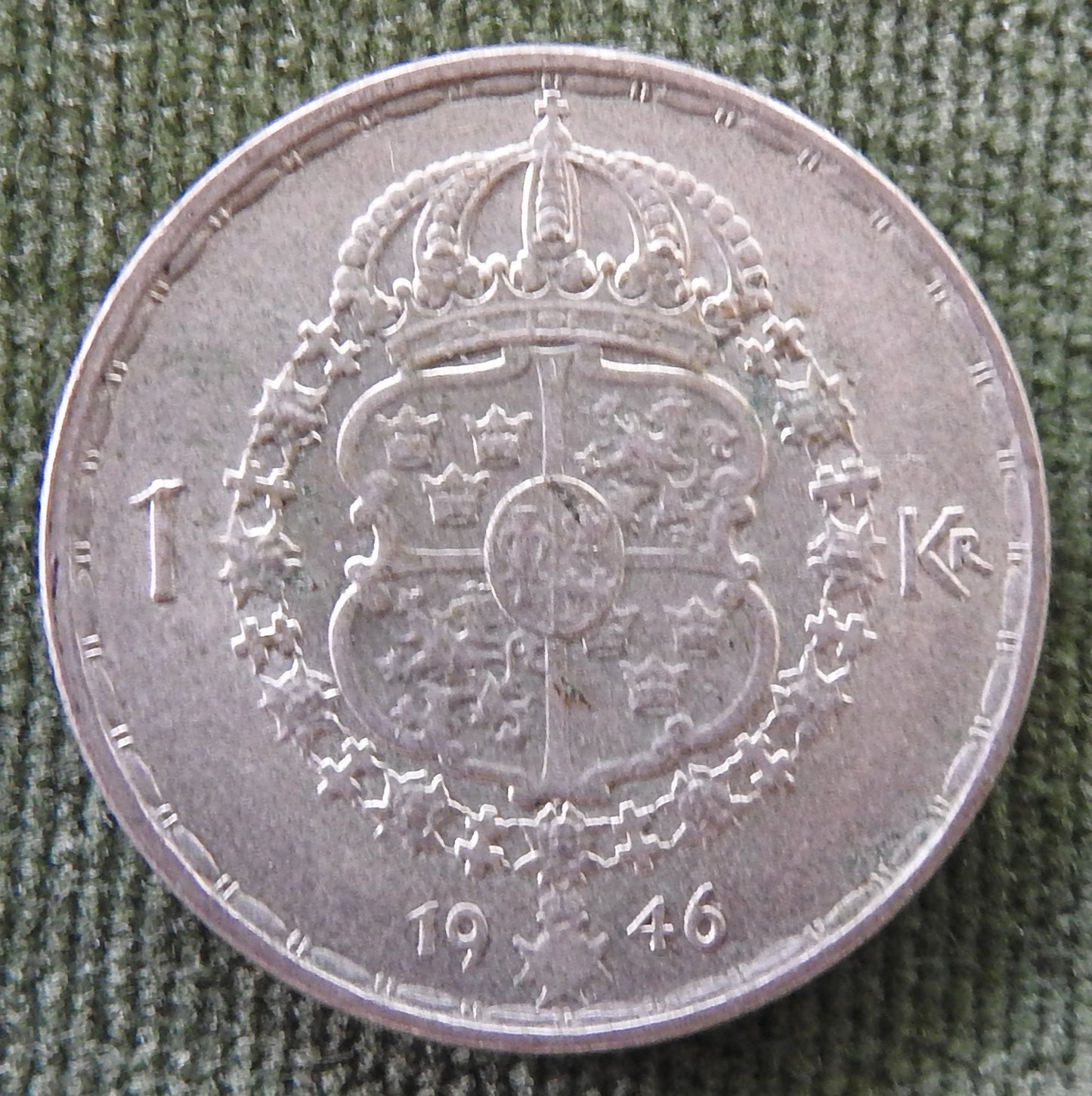 Sweden 1946 1 Kroner King Gustaf V Coin