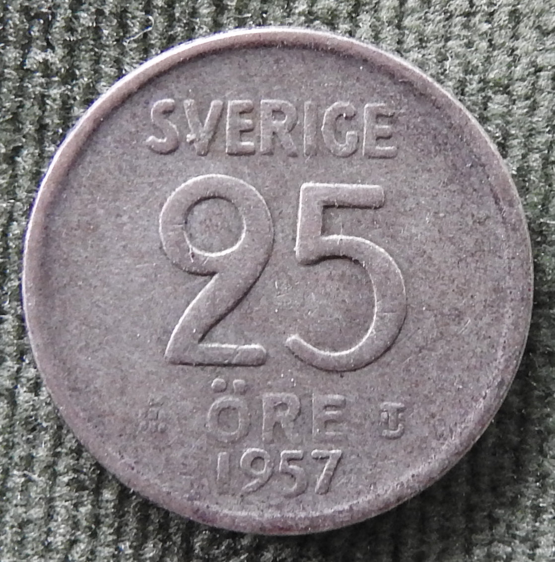 Sweden 1957 25 Ore Silver Coin